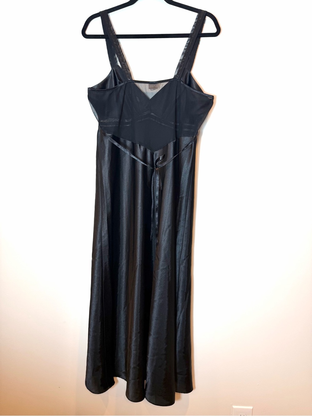 Vintage Intimates by Flora Black Satin Midi Slip/Slip Dress Lingerie Size Large - Picture 3 of 8